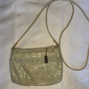 Vintage Whiting and Davis bag metal with leather strap
